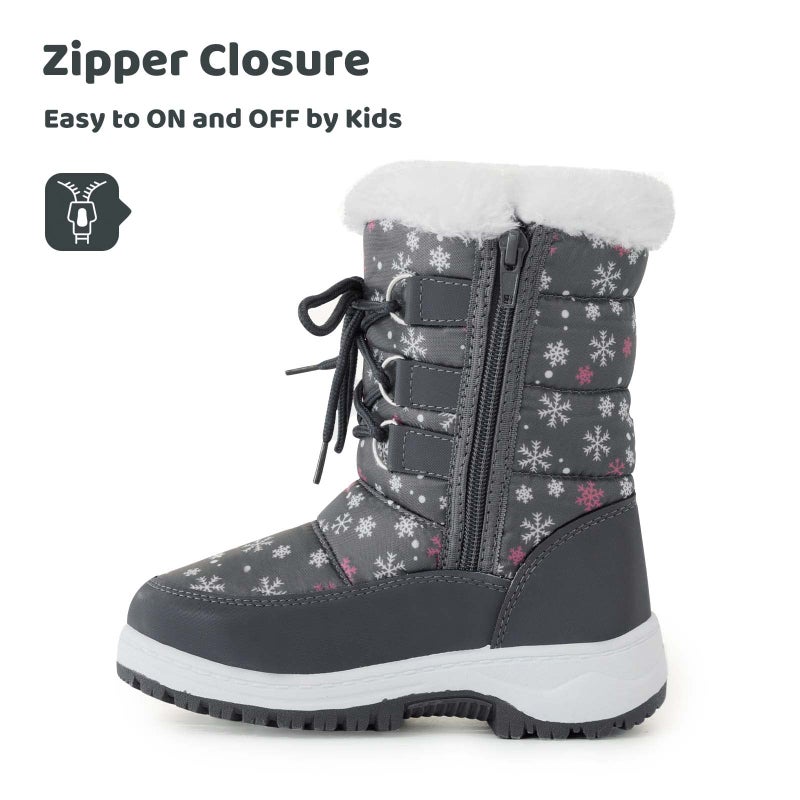 Apakowa Kids Girls Insulated Fur Winter Warm Snow Boots (Toddler/Little Kid) - Image 2